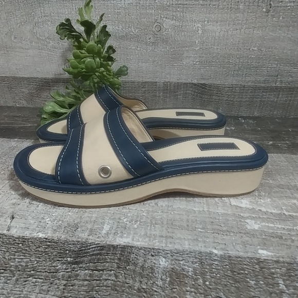 Lands' End Shoes - Lands End blue canvas nautical sandles